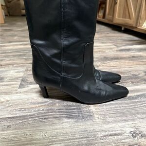 Mango Black Heeled Leather Boots